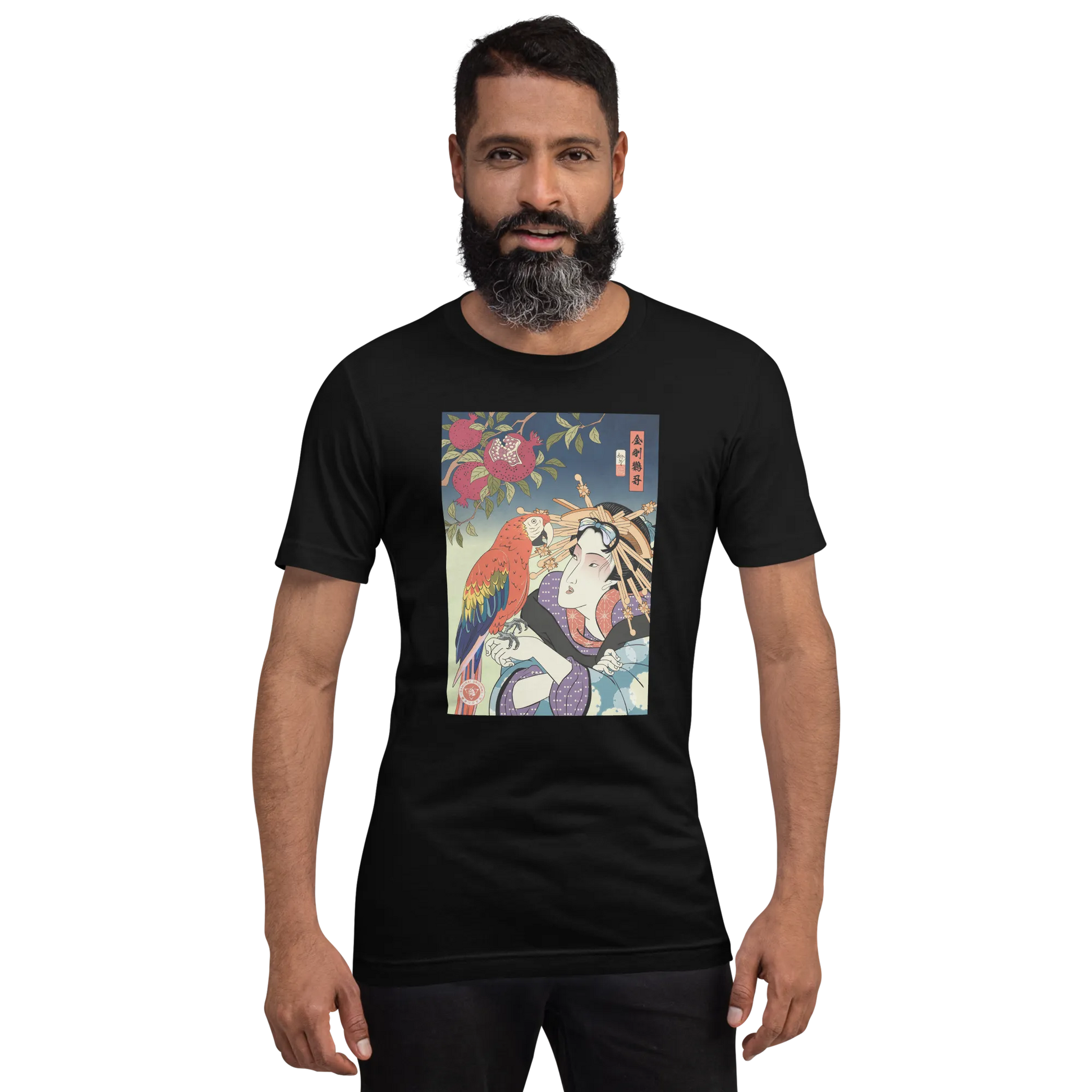 Geisha & Macaw Parrot Bird Japanese Ukiyo-e Unisex T-Shirt -