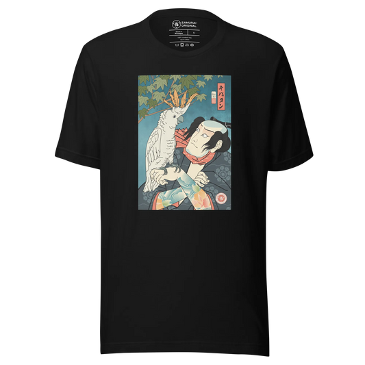 Samurai & Cockatoo Parrot Funny Japanese Ukiyo-e Unisex T-Shirt - Samurai Original