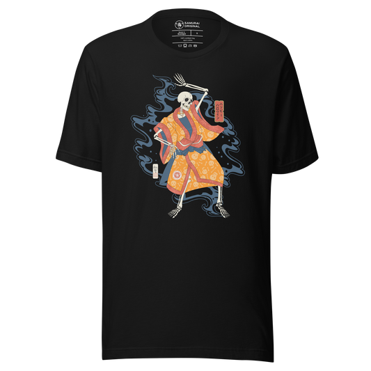 Halloween Dancing Skeletons Japanese Ukiyo-e Unisex T-Shirt - Black / S