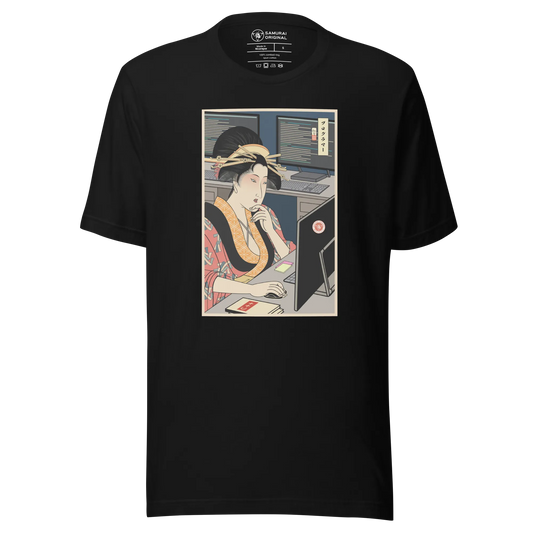 Geisha Programmer Computer Science Japanese Ukiyo-e Unisex T-Shirt 2 - Black / S