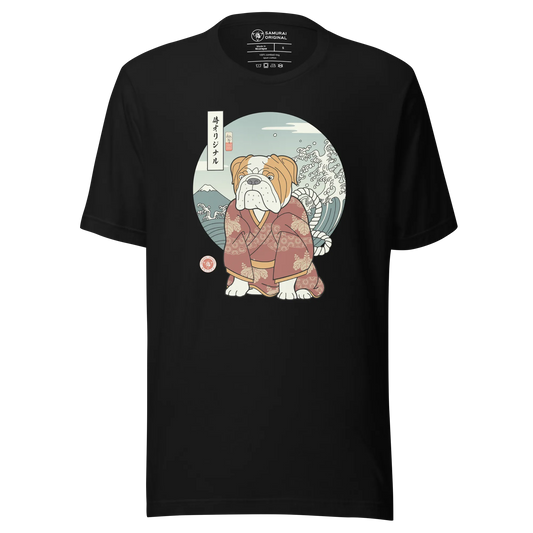 Samurai & Bulldog Funny Japanese Unisex T-Shirt - Samurai Original