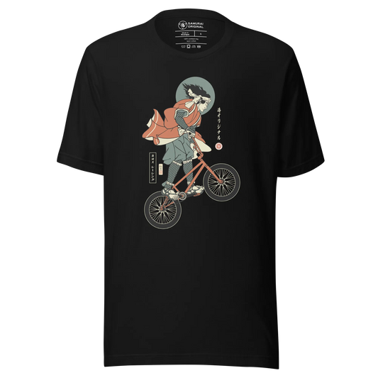 Samurai Bmx Kinkbike Ukiyo-e Unisex T-Shirt - Black / S