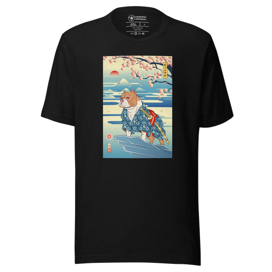 Dog Pitbull Japanese Ukiyo-e Unisex T-Shirt - Black / S