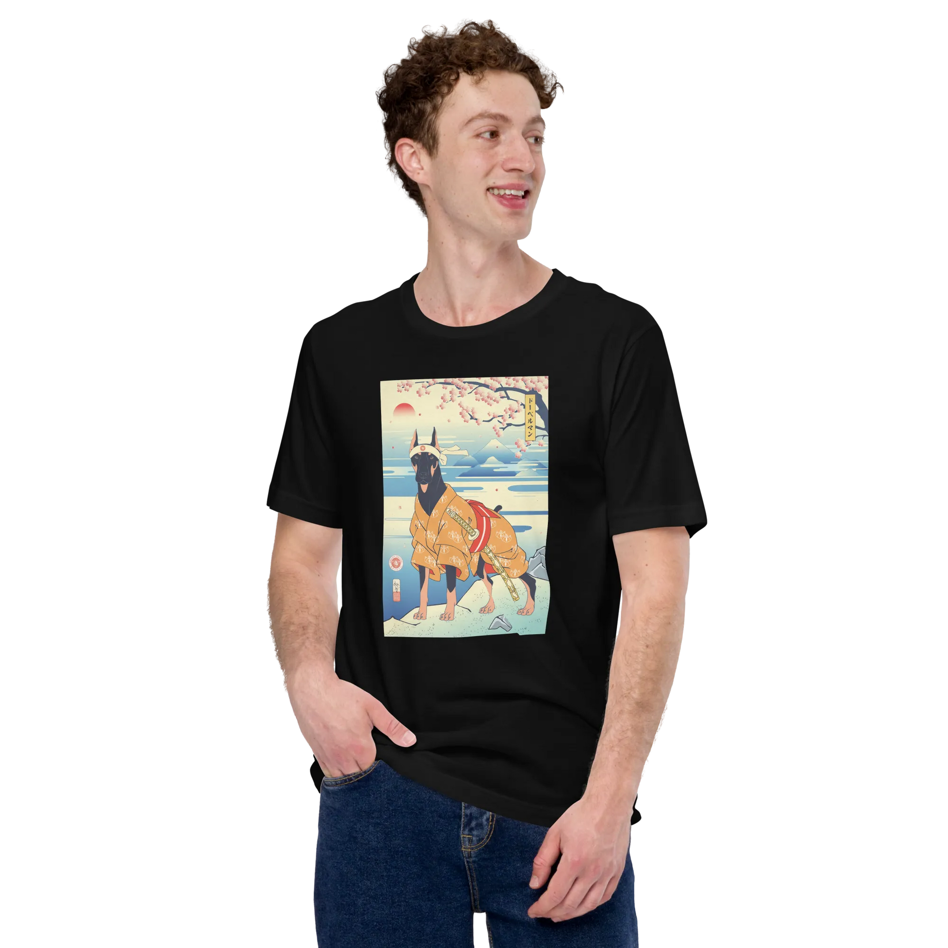 Dog Doberman Pinscher Japanese Ukiyo-e Unisex T-Shirt -