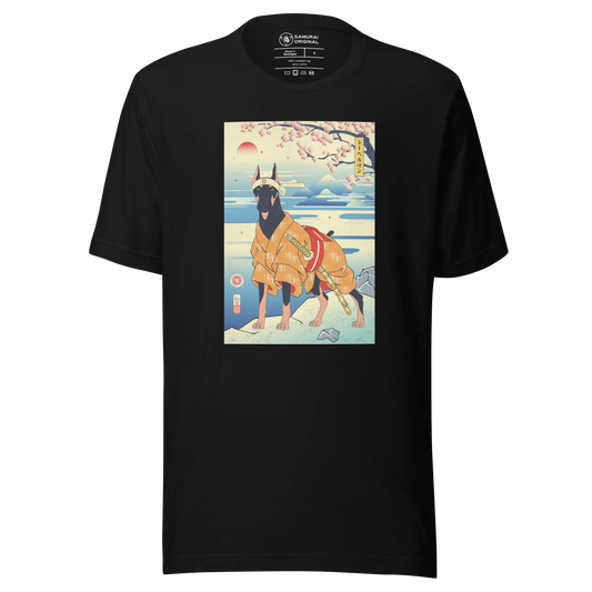 Dog Doberman Pinscher Japanese Ukiyo-e Unisex T-Shirt - Black / S