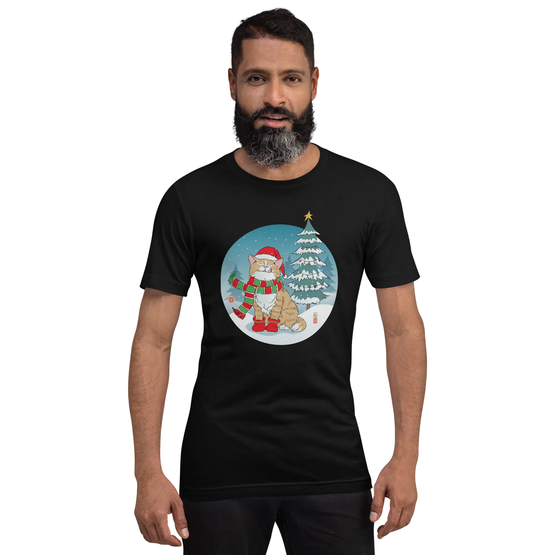 Cat Merry Christmas Japanese Ukiyo-e Unisex T-Shirt -