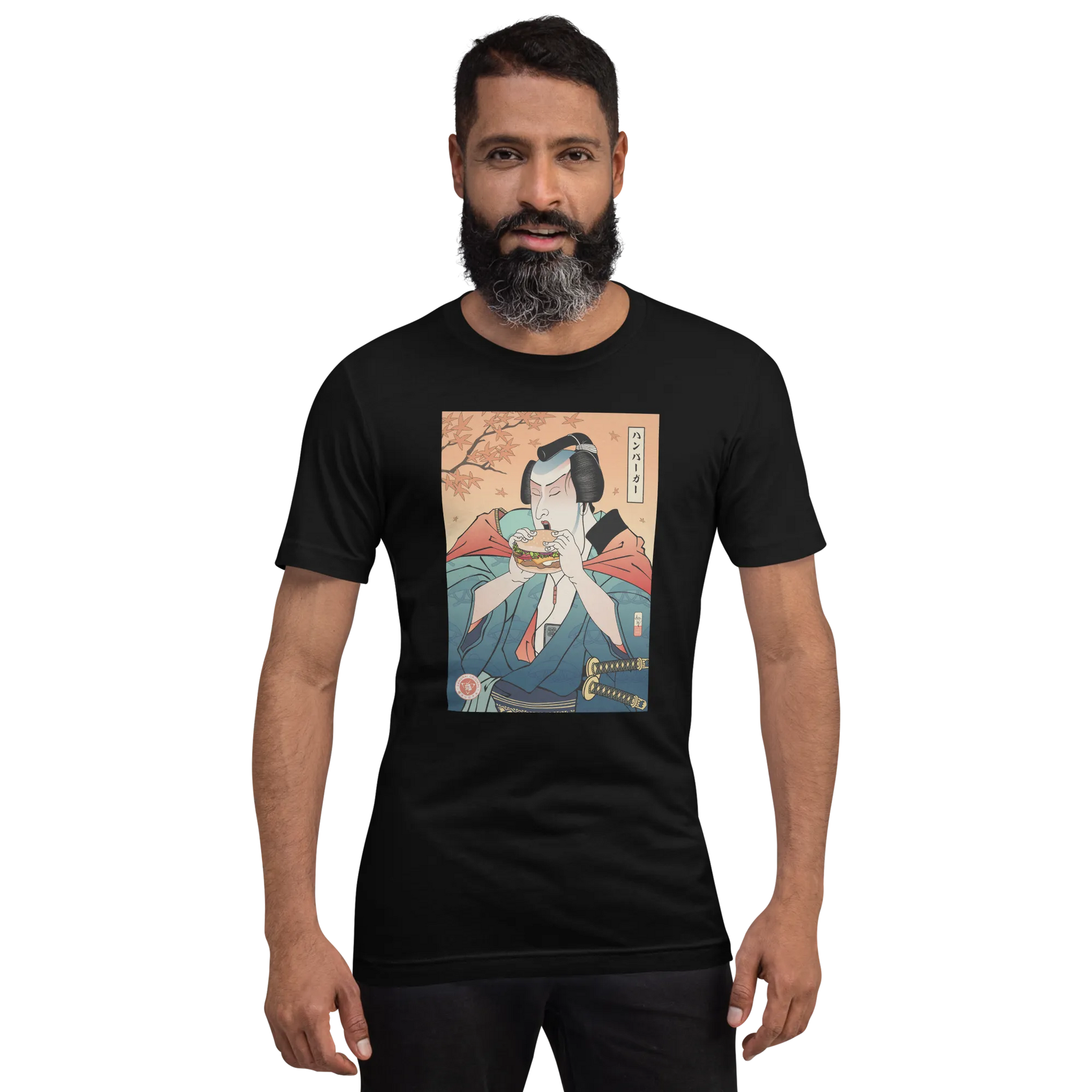 Samurai & Burger Fast Food Japanese Ukiyo-e Unisex T-Shirt - Samurai Original