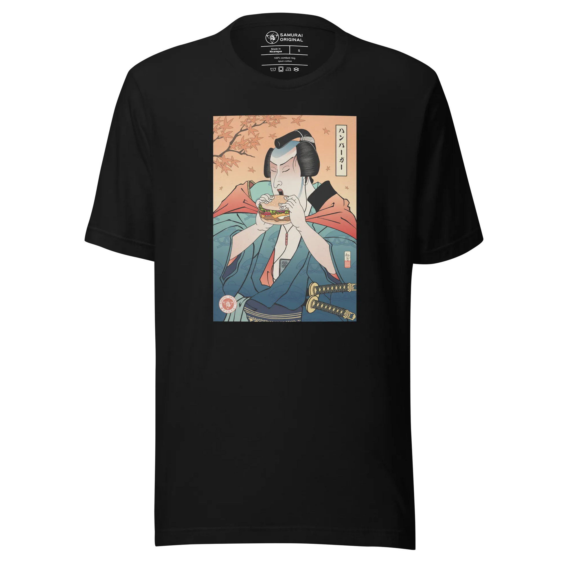 Samurai & Burger Fast Food Japanese Ukiyo-e Unisex T-Shirt - Samurai Original