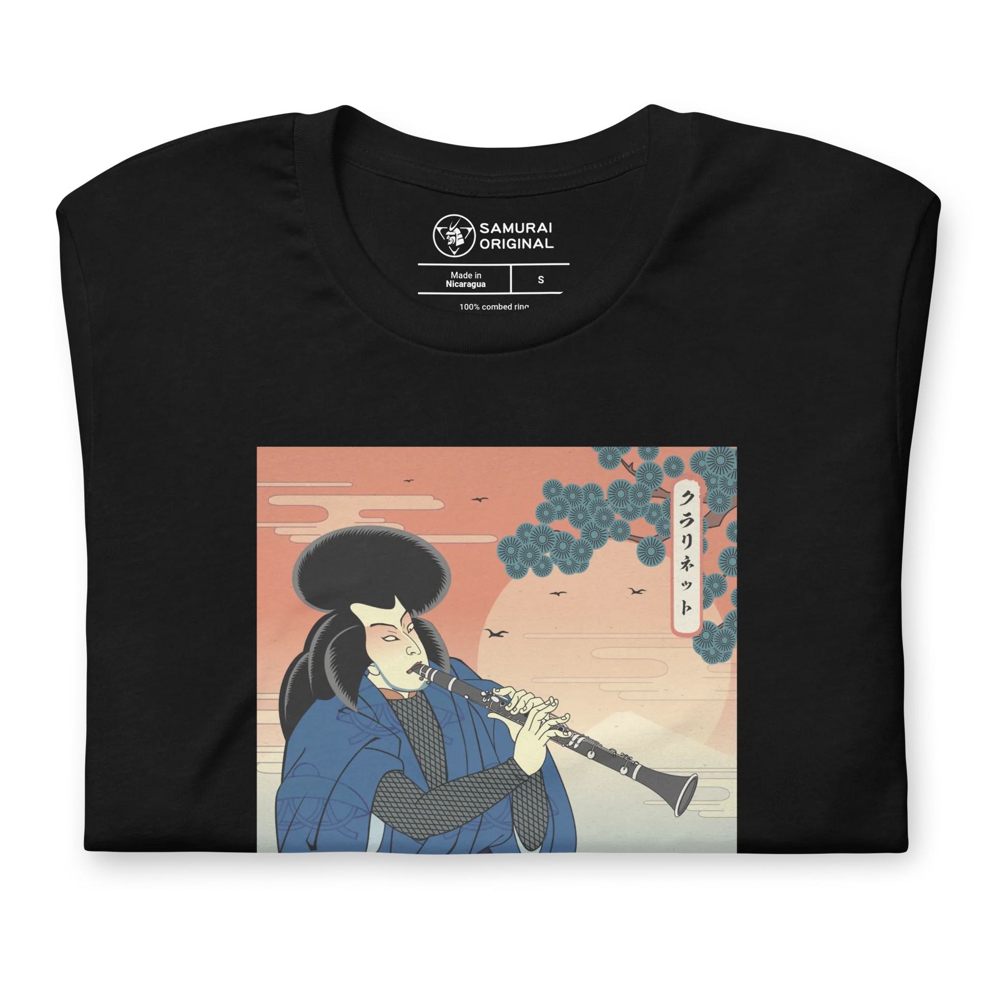 Samurai Clarinet Music Ukiyo-e Unisex T-Shirt - Samurai Original