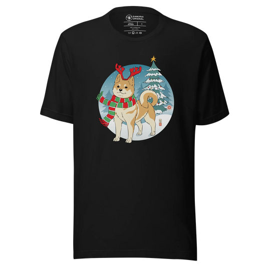 Dog Shiba Funny Christmas Japanese Ukiyo-e Unisex T-Shirt - Black / S