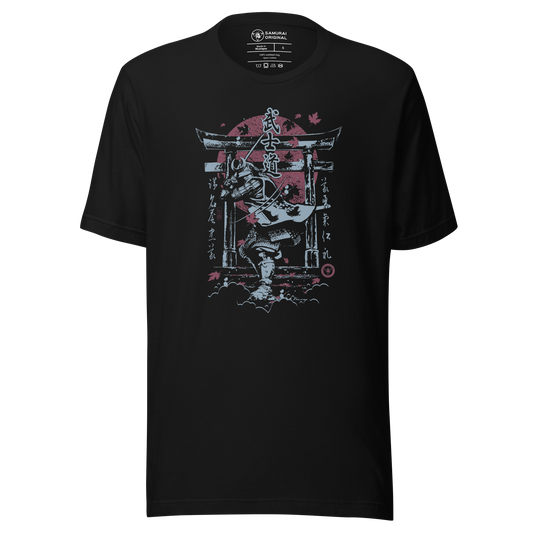 Samurai & Torii Gate Temple Japanese Unisex T-Shirt - Samurai Original