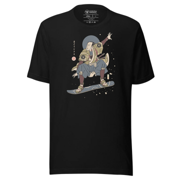 Samurai Snowboard 2 Winter Sport Ukiyo-e Unisex T-Shirt - Black / S