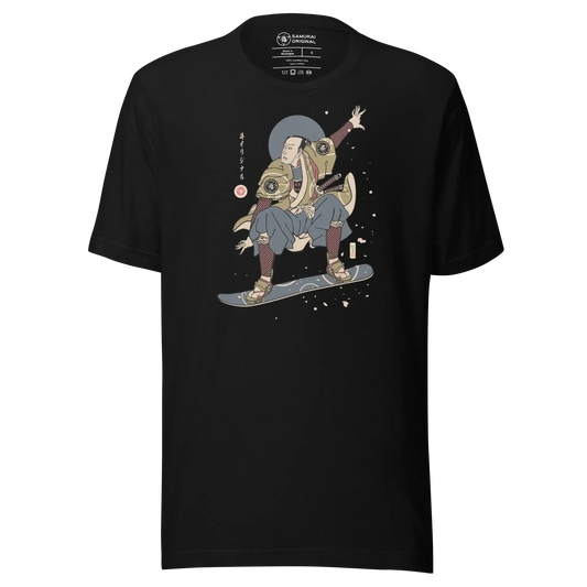 Samurai Snowboard 2 Winter Sport Ukiyo-e Unisex T-Shirt - Black / S