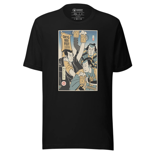 Samurai and Beer Oktoberfest Japanese Ukiyo-e Funny Unisex T-Shirt 2 - Samurai Original