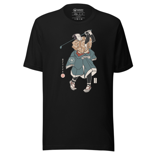 Samurai Golf Player Ukiyo-e Unisex T-Shirt - Black / S