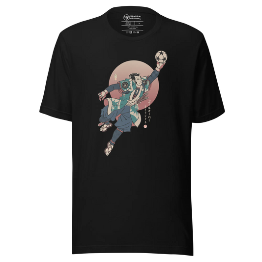 Samurai Goalkeeper Football Player Ukiyo-e Unisex T-Shirt - Black / S