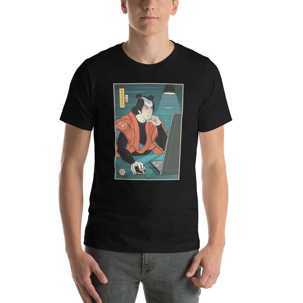 Samurai Programmer 4 Code Developer Ukiyo-e Unisex T-Shirt - Samurai Original