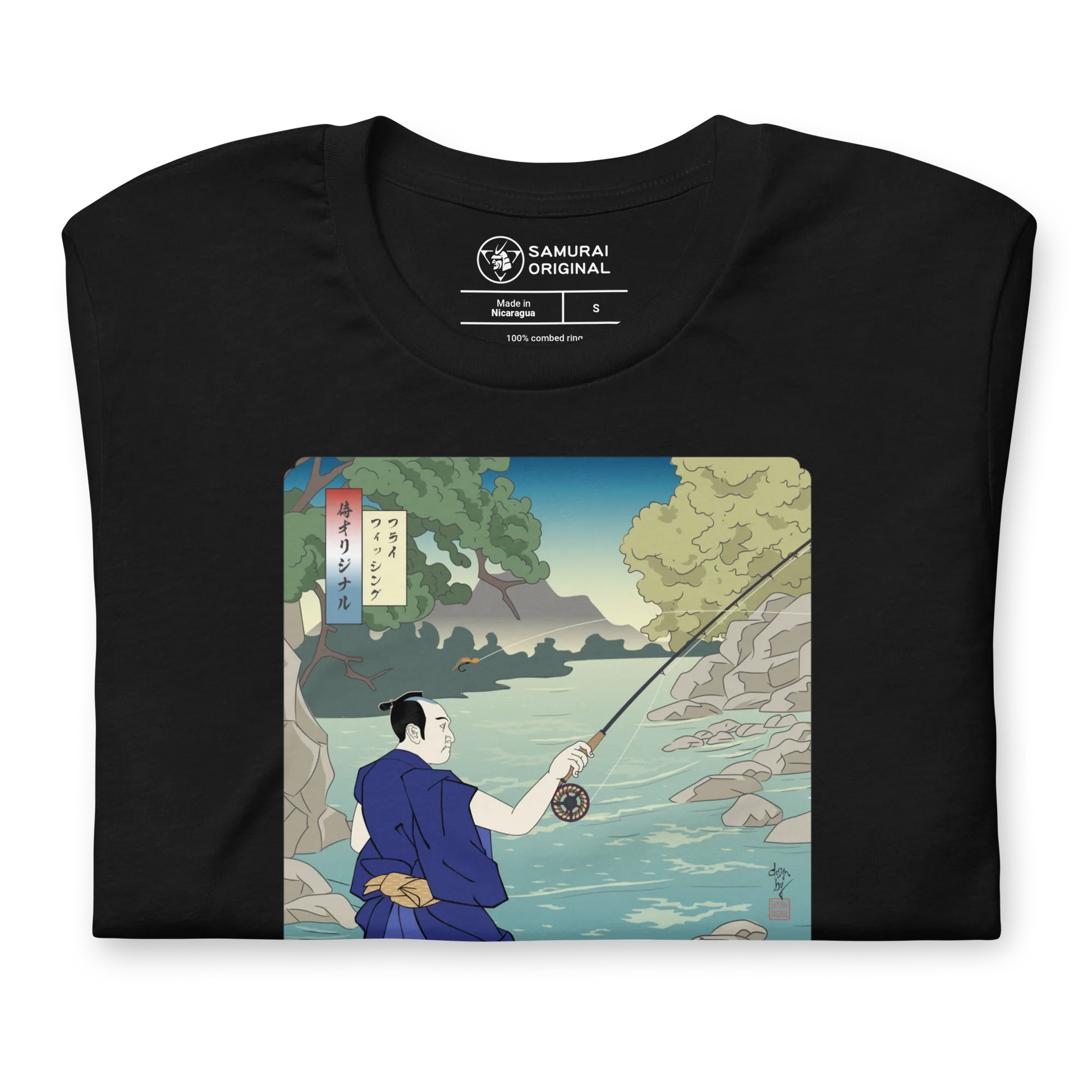 Samurai Fly Fishing Ukiyo-e Unisex t-shirt - Samurai Original