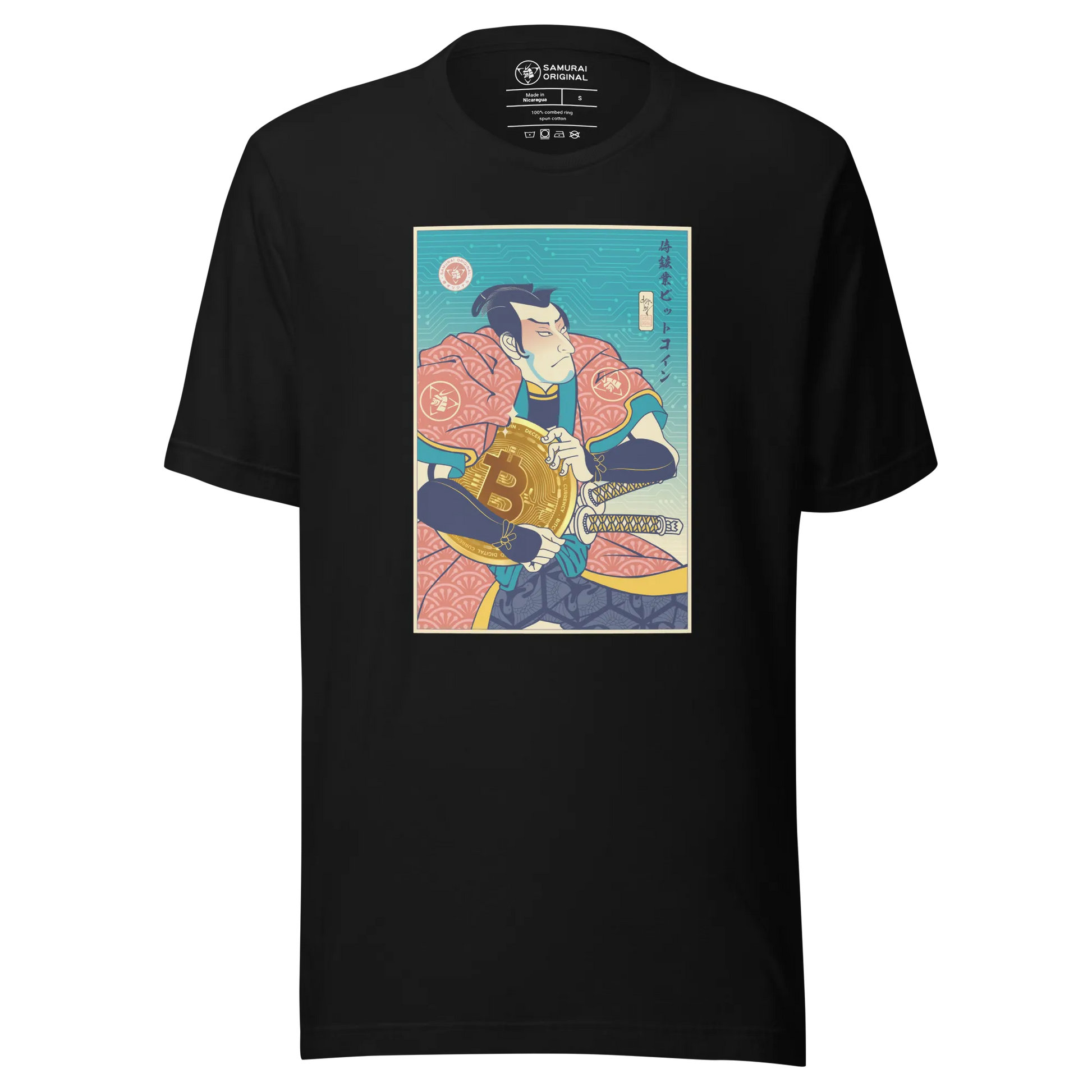 Samurai Bitcoin Mining Ukiyo-e Unisex T-Shirt - Black / S