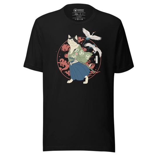 Cat Samurai Funny Japanese Ukiyo-e Unisex T-shirt 4 - Black / S