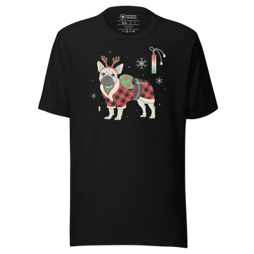 French Bulldog Funny Christmas Japanese Ukiyo-e Unisex T-shirt - Black / S