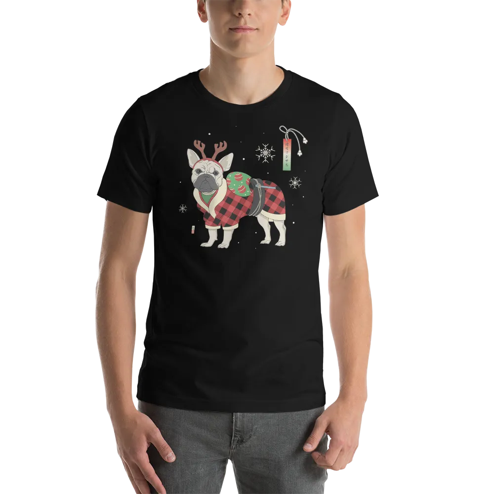 French Bulldog Funny Christmas Japanese Ukiyo-e Unisex T-shirt -