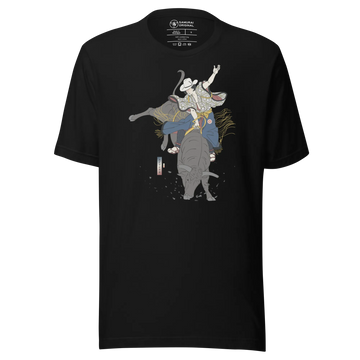 Samurai Bull Riding Ukiyo-e Unisex T-shirt - Samurai Original