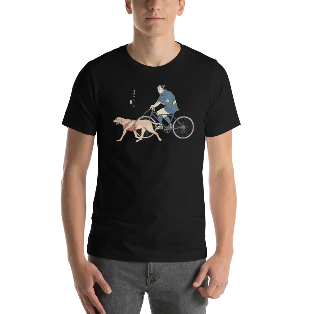 Samurai Cycling With DogLabrador Retriever Ukiyo-e Unisex T-shirt - Samurai Original