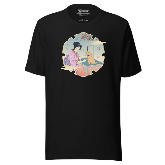 Geisha Groomer Japanese Ukiyo-e Unisex T-shirt - Black / S