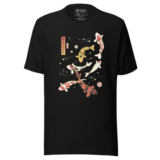 Koi Fish Japanese Ukiyo-e Unisex T-shirt - Black / S