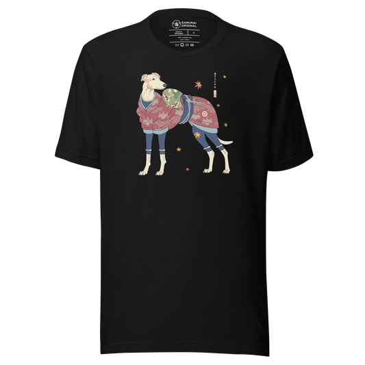 Greyhound Dog Funny Japanese Ukiyo-e Unisex T-shirt - Black / S