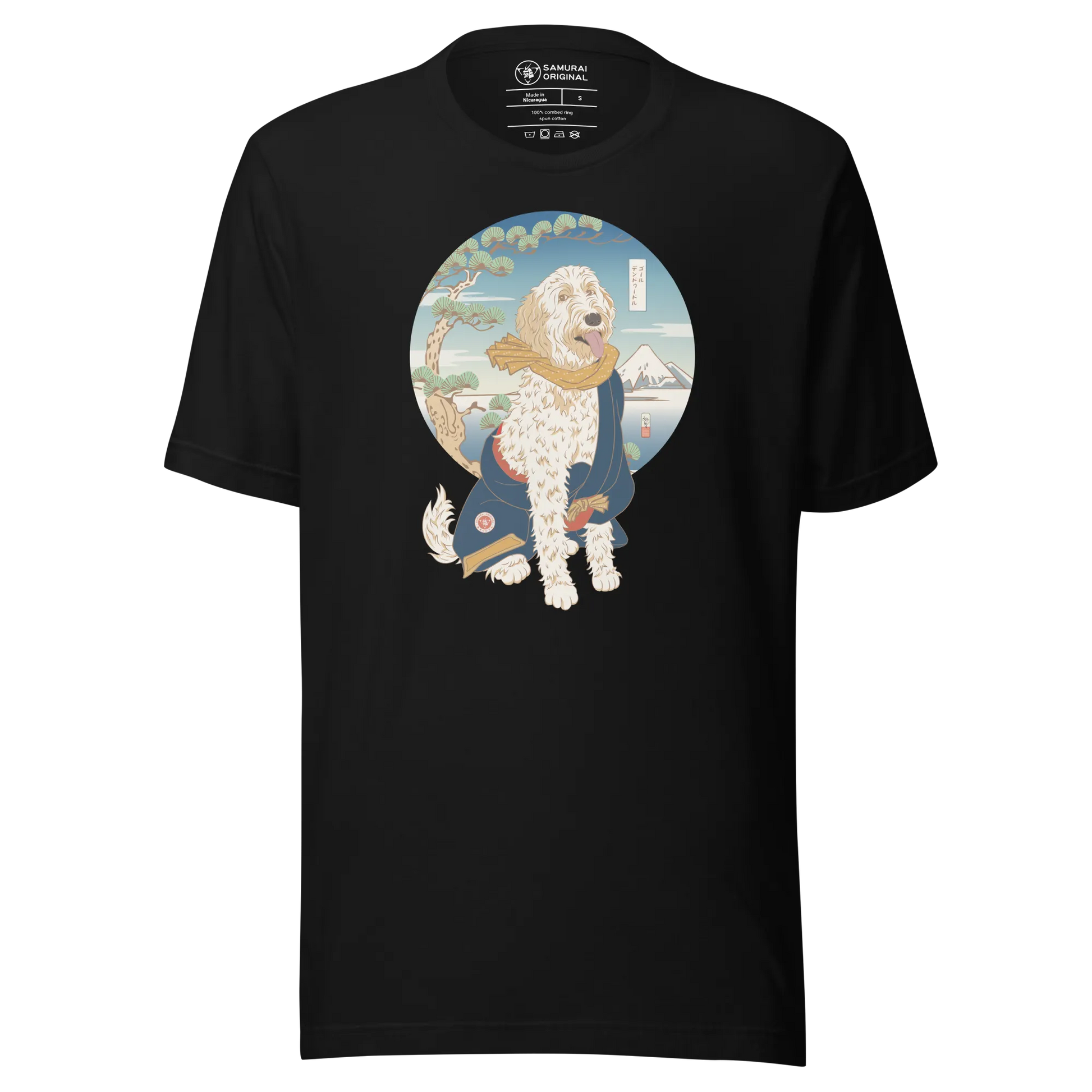 Golden Doodle Dog Funny Japanese Ukiyo-e Unisex T-shirt 2 - Black / S