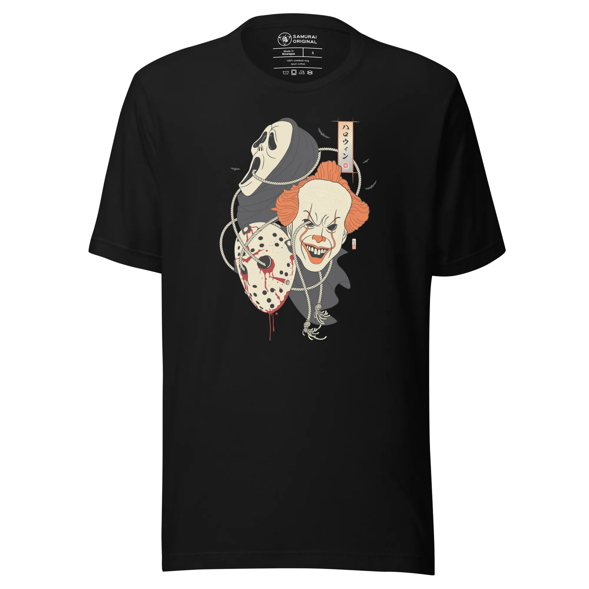 Halloween Mask Japanese Ukiyo-e Unisex T-shirt - Black / S