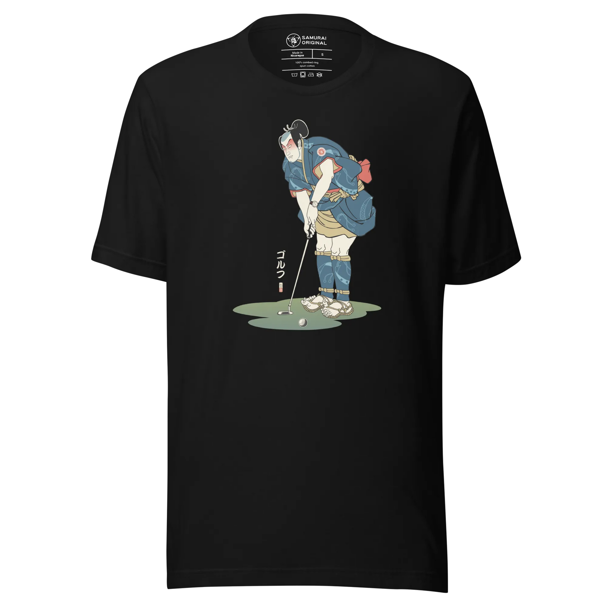 Samurai Golf Player Ukiyo-e 2 Unisex t-shirt - Black / S