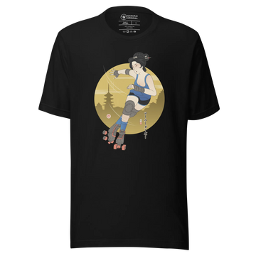 Geisha Roller Derby Japanese Ukiyo-e Unisex T-shirt - Black / S