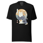 Cat Samurai Funny Japanese Ukiyo-e Unisex T-Shirt - Black / S