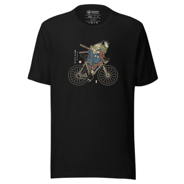 Samurai Bicycle Race Sport Ukiyo-e Unisex T-Shirt - Black / S