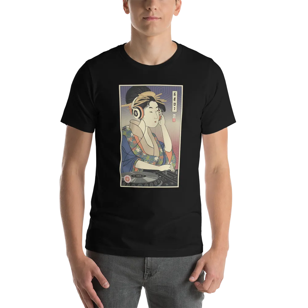 Geisha DJ Turntable Music Japanese Ukiyo-e Unisex T-Shirt -