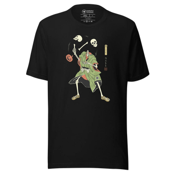 Halloween Samurai Skeleton Juggling Japanese Ukiyo-e Unisex T-shirt - Black / S