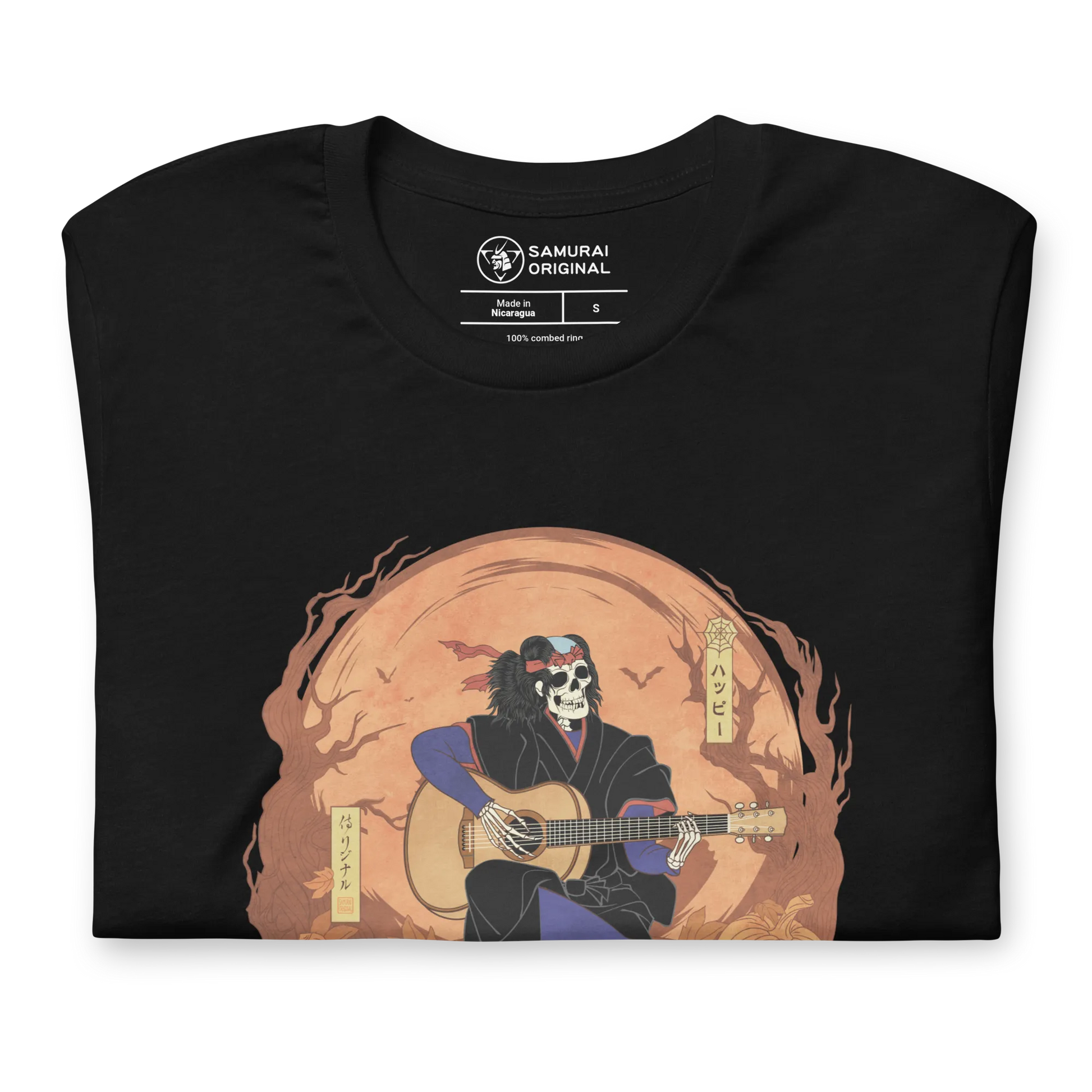 Halloween Skeleton Play Guitar Japanese Ukiyo-e Unisex T-shirt -