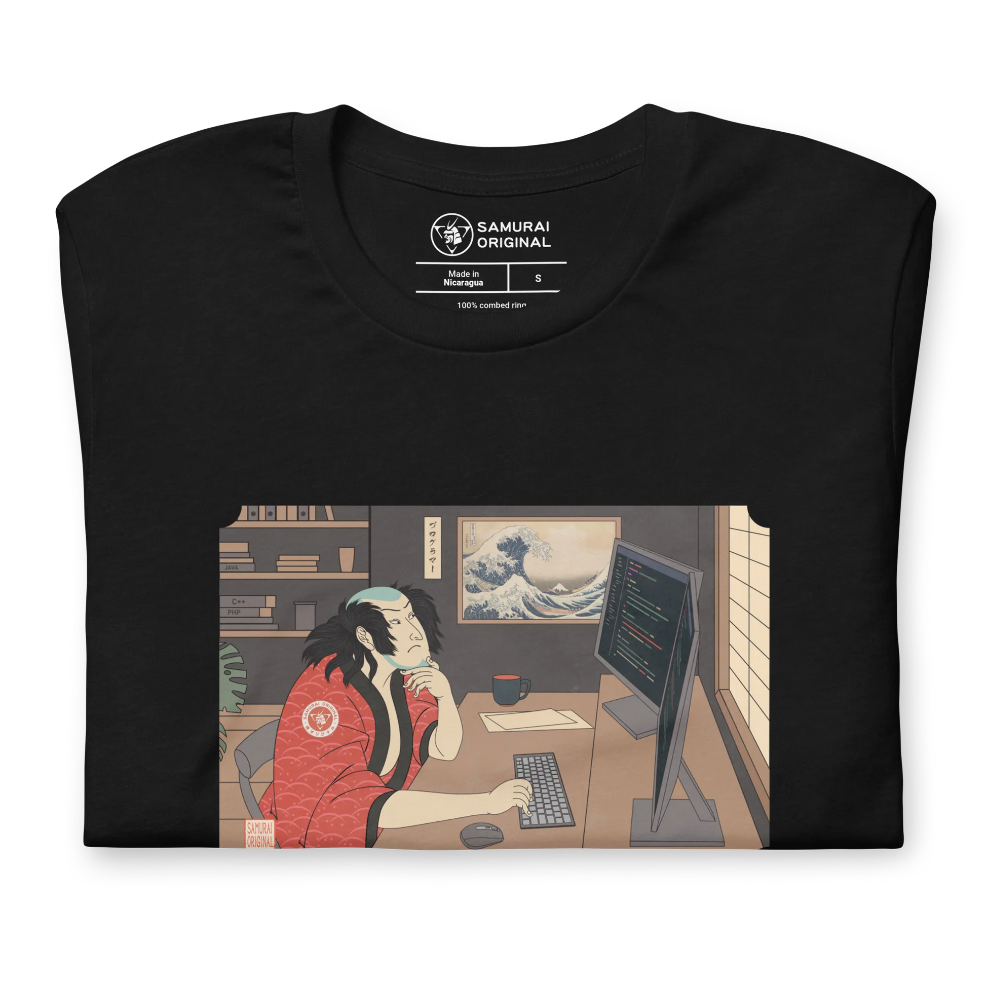 Samurai Programmer Japanese Ukiyo-e Unisex T-shirt 7 - Samurai Original