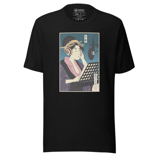 Geisha Voice Actor Japanese Ukiyo-e Unisex T-shirt - Black / S