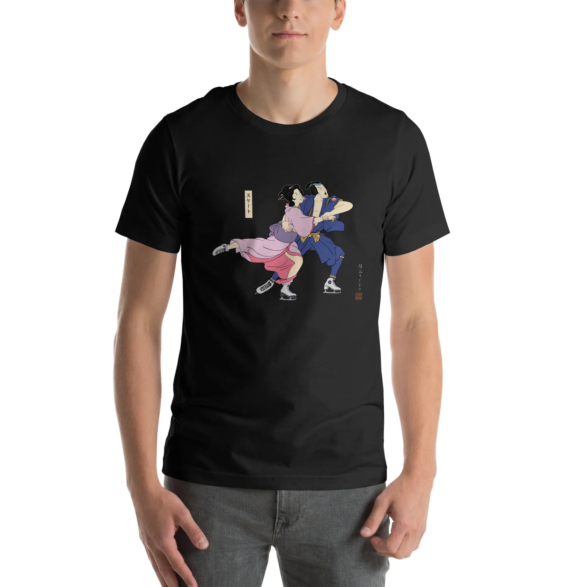 Samurai & Geisha Figure Skating Japanese Ukiyo-e Unisex t-shirt - Samurai Original