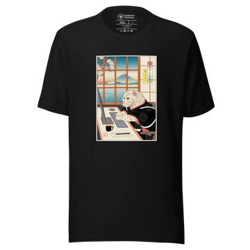 Cat Programmer Ukiyo-e Unisex t-shirt - Black / S