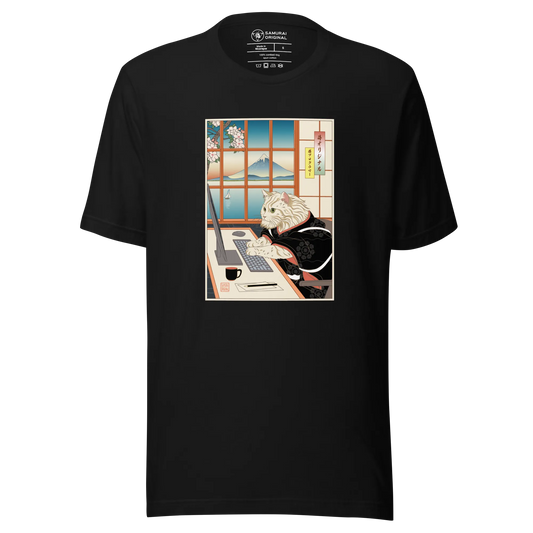 Cat Programmer Ukiyo-e Unisex t-shirt - Black / S