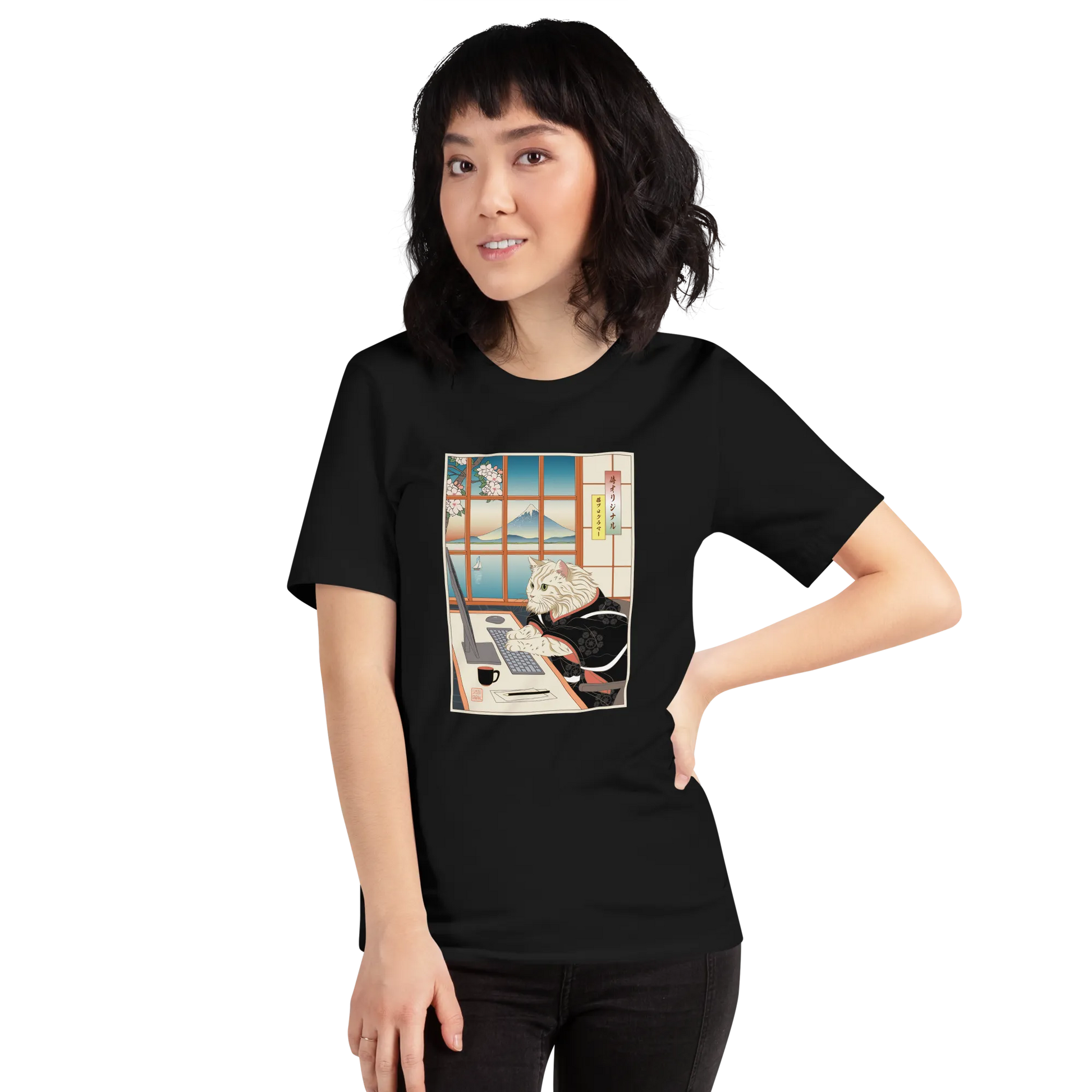 Cat Programmer Ukiyo-e Unisex t-shirt -