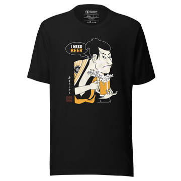 Samurai and Beer I Need Beer Japanese Ukiyo-e Unisex T-shirt - Samurai Original