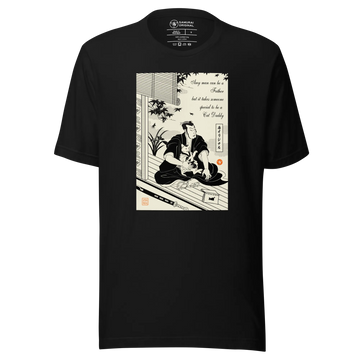 Samurai and Cat Japanese Ukiyo-e Unisex T-shirt 3 - Samurai Original