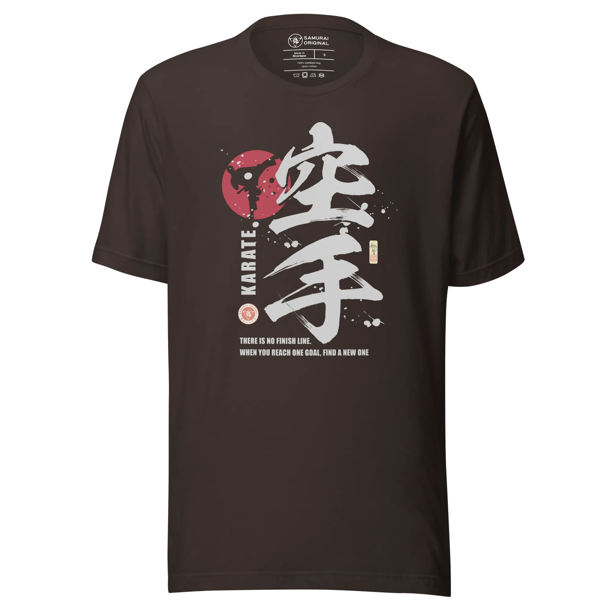 Karate Martial Quote Japanese Kanji Calligraphy Unisex T-Shirt - Brown / S