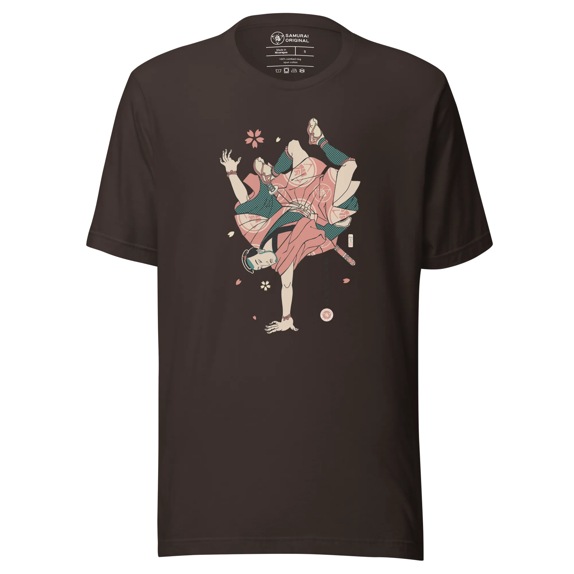 Samurai Hip Hop Dance Ukiyo-e Funny Unisex T-Shirt - Brown / S